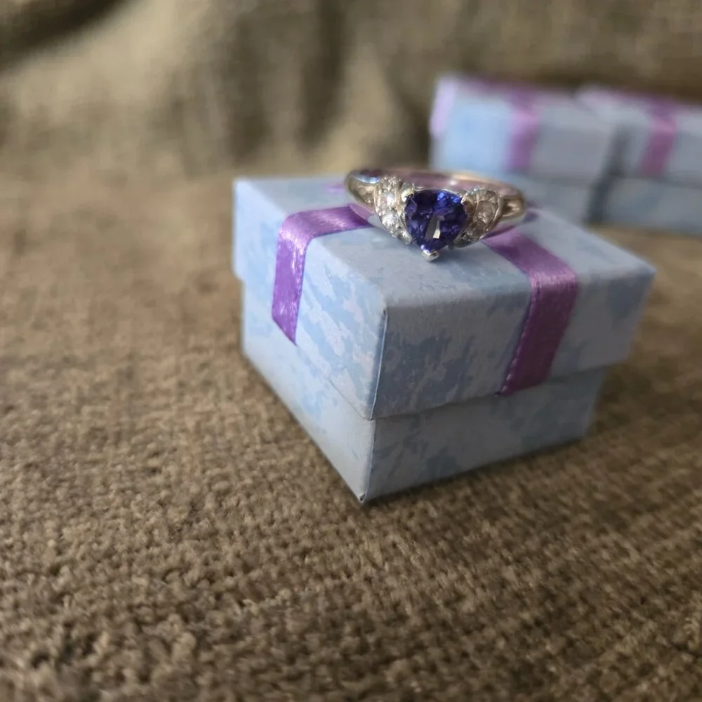 Blue Tanzanite Ring, 925 silver, size 10 - Picture 3 of 6